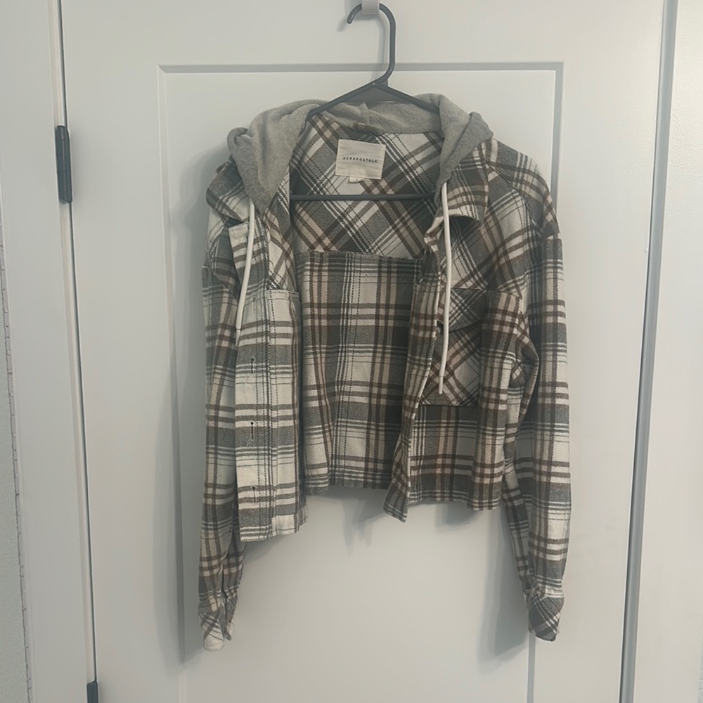 Aeropostale Brown and White Utility Jacket
